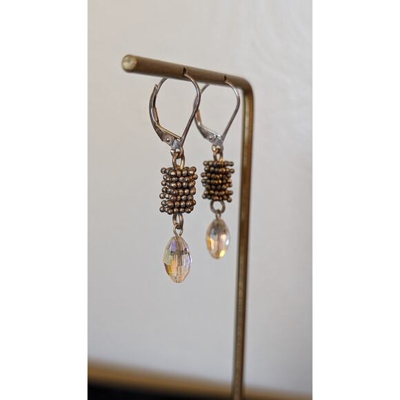 Vintage Crystal Marked Sterling 925 Lever Back Earrings - Picture 4 of 7